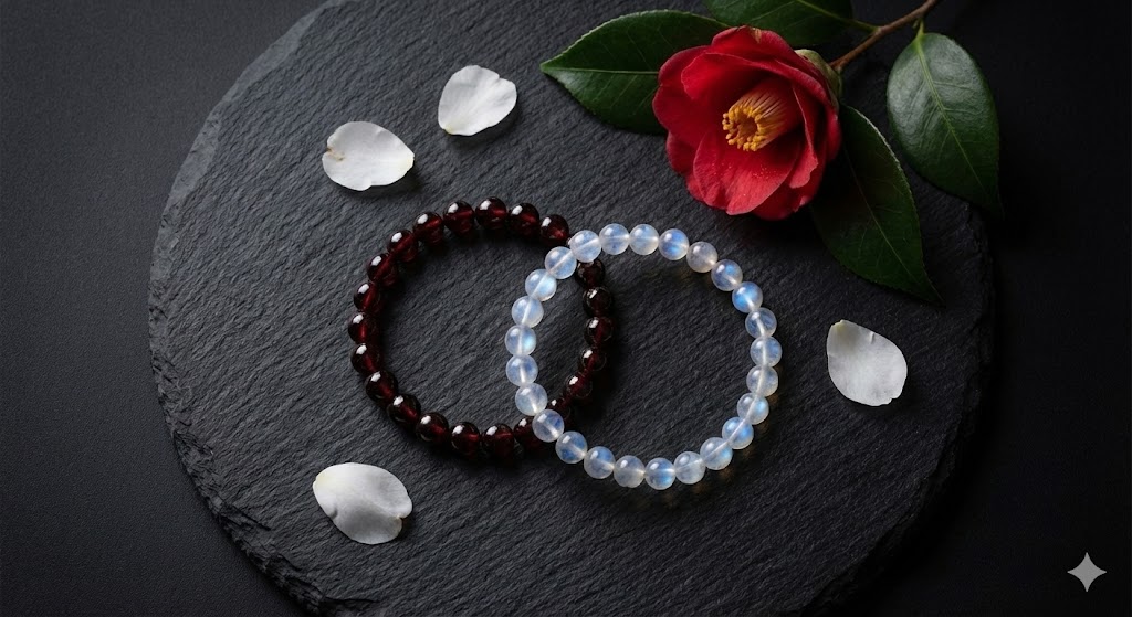厄除け・開運のお守り 赤瑪瑙（アゲート）と水晶の天然石ブレスレット